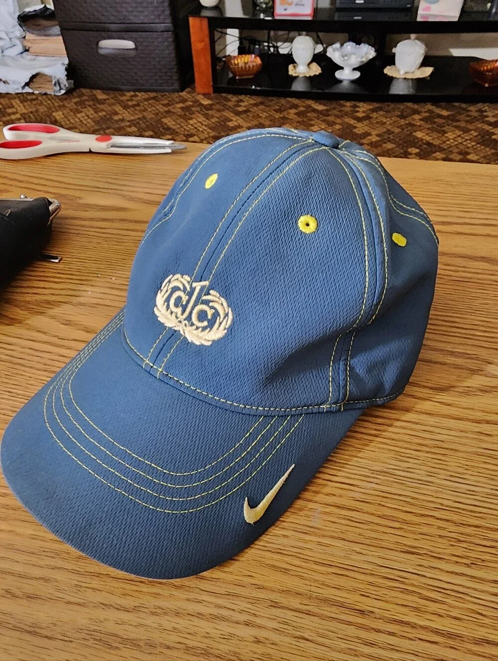 Nike Blue Cap with Yellow Accent Stitching and Logo